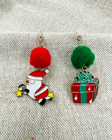 Christmas Earrings - Santa and Gift Box