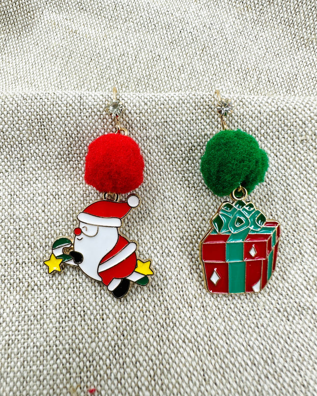 Christmas Earrings - Santa and Gift Box