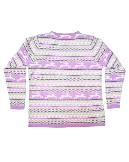 Vintage Christmas Sweater - Purple Reindeer Pattern