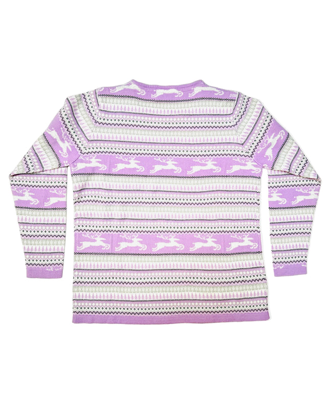 Vintage Christmas Sweater - Purple Reindeer Pattern