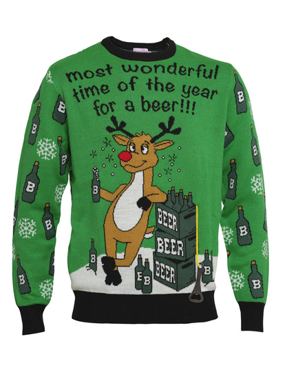 Most Wonderful Time Green Christmas Sweater