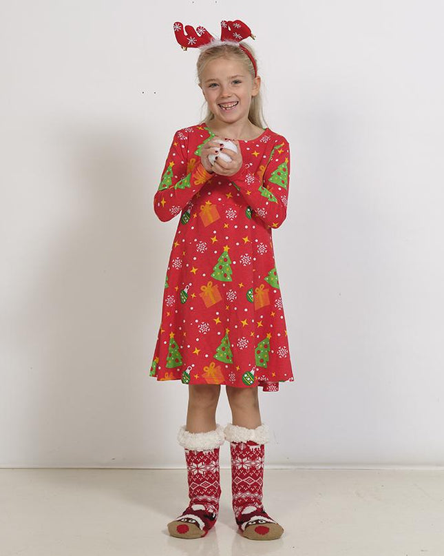 Red Christmas Tree Dress for Kids