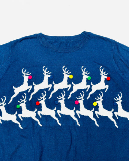Vintage Christmas Sweater - Jumping Reindeer | Holiday Apparel