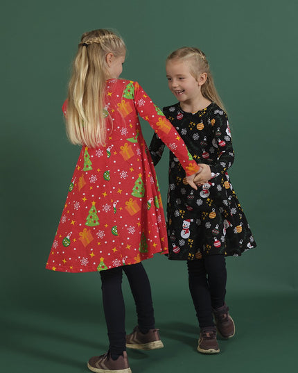 Red Christmas Tree Dress for Kids