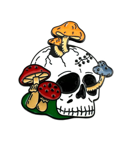Mushroom Skull Pin - Edgy Halloween Jewelry