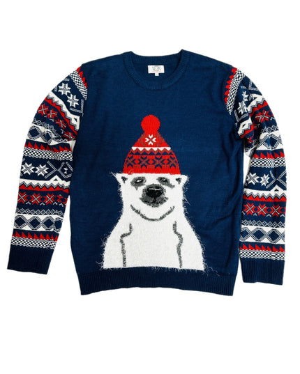 Vintage Christmas Sweater - Hat-Wearing Polar Bear | Tags: Christmas