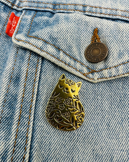 Golden Cat II Brosche | Familie-pyjama-accessory