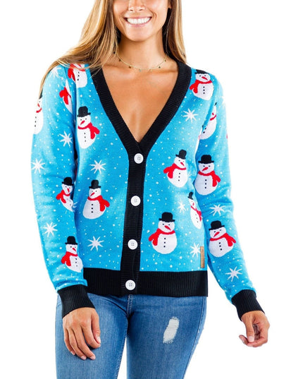 Women's Snazzy Snowman Cardigan Sweater