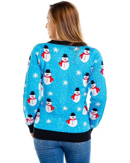 Women's Snazzy Snowman Cardigan Sweater