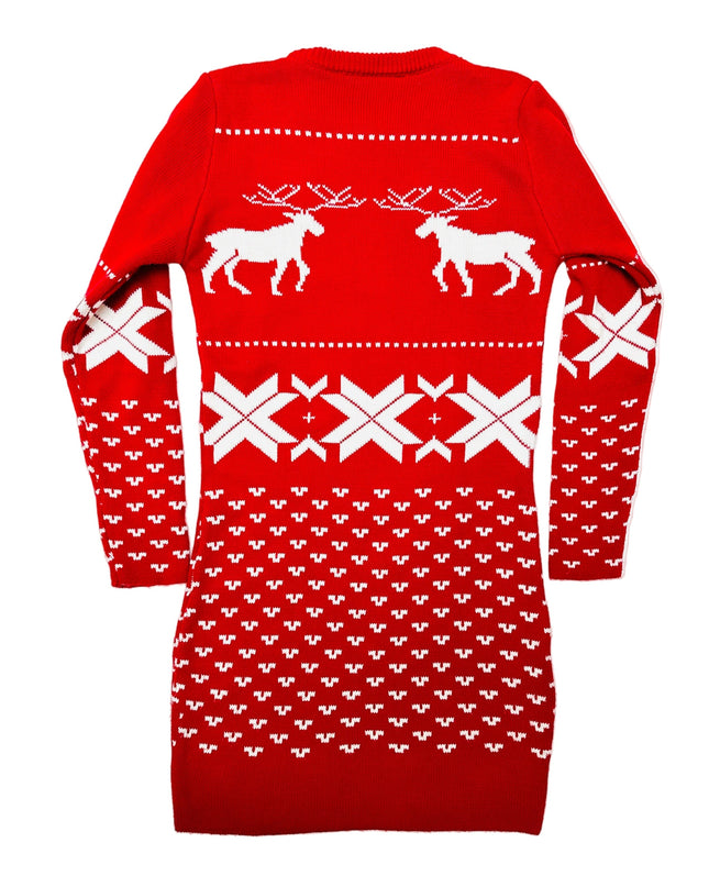 Vintage Christmas Sweater Dress - Reindeer Design