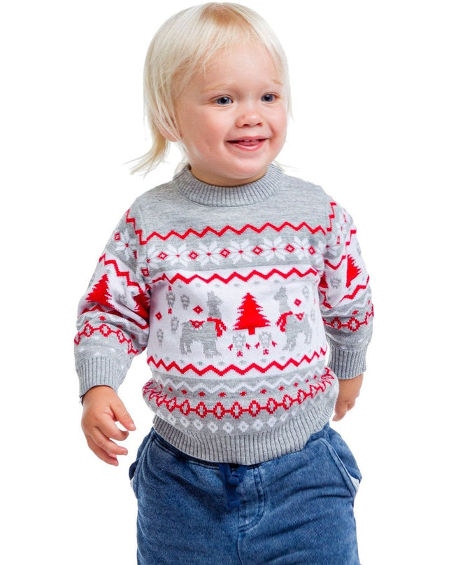 Baby / Småbørn Grå Lama Sweater