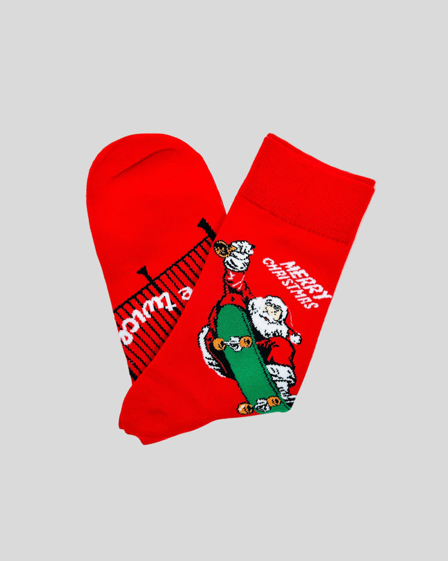 Socks - Skateboarding Santa - Fun Christmas Accessory