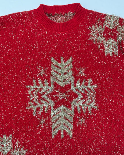 Vintage Christmas Sweater - Gold Snowflake