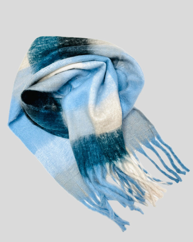 Soft Blue Checkered Scarf Accessories for All