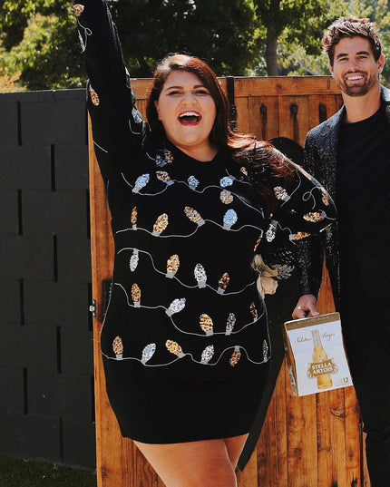 Kvinders Julelys Pære Pailletter Plus Size Trøje Kjole