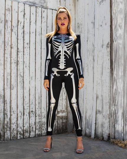 Shimmer Skeleton Bodysuit Kostume