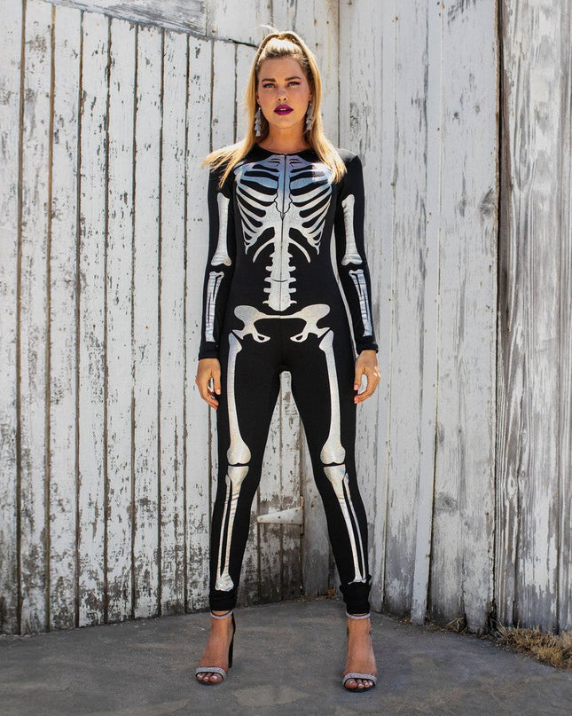 Shimmer Skeleton Bodysuit Costume