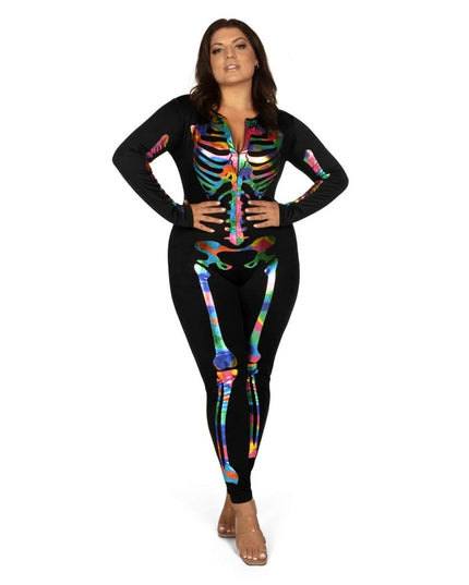 Iridescent Skeleton Plus Size Bodysuit Costume
