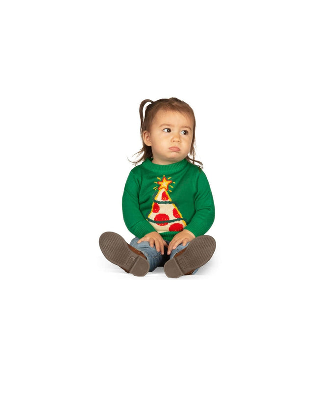 Baby Girl's Pizza Tree Ugly Christmas Sweater