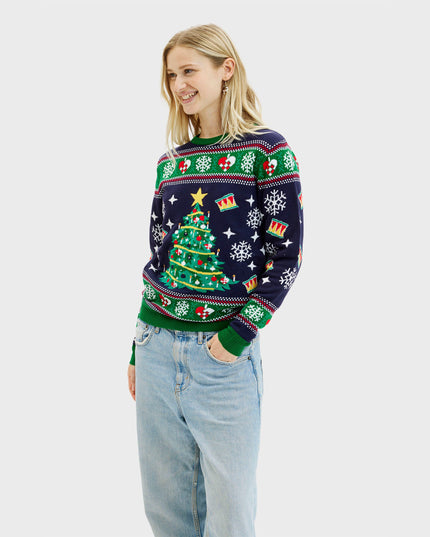 Blue Christmas Tree Sweater for Women