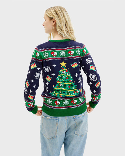 Blue Christmas Tree Sweater for Women