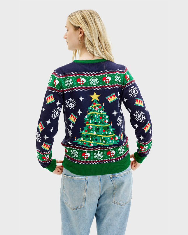Blue Christmas Tree Sweater for Women