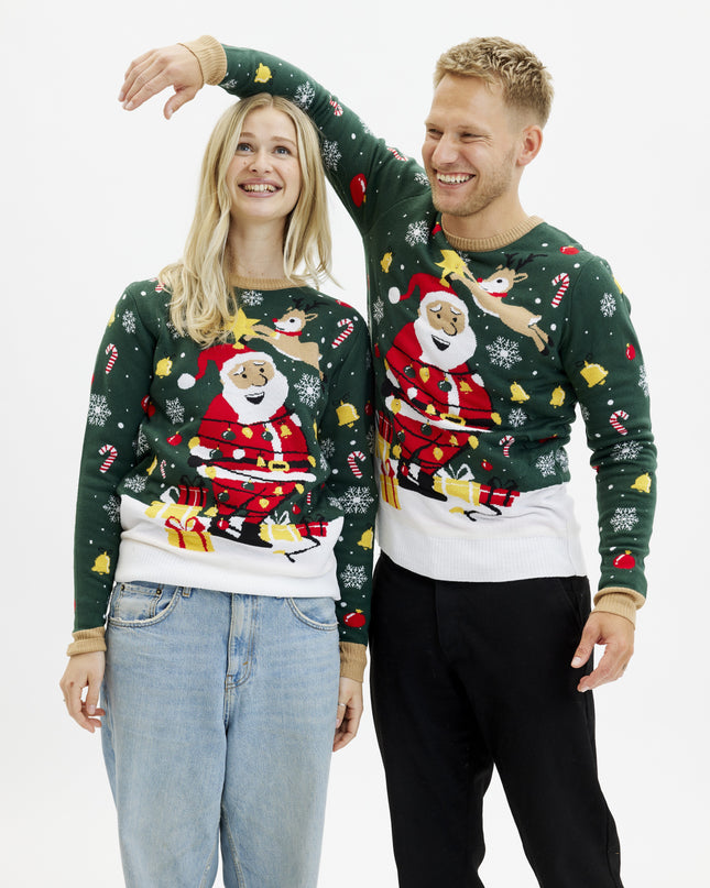 Santa Christmas Star Sweater for Women - Light-Up Design