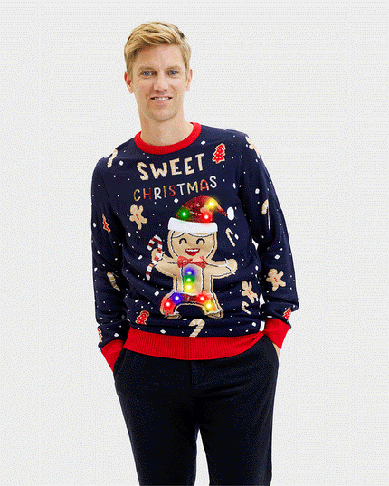 Cute Cookie Man Sweater for Men - Light-Up Ugly Sweater