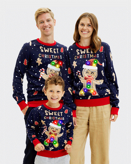 Cute Cookie Man Sweater for Men - Light-Up Ugly Sweater