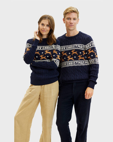 Suéter de Navidad Azul Elegante para Mujeres