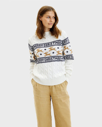 Elegant White Christmas Sweater for Women