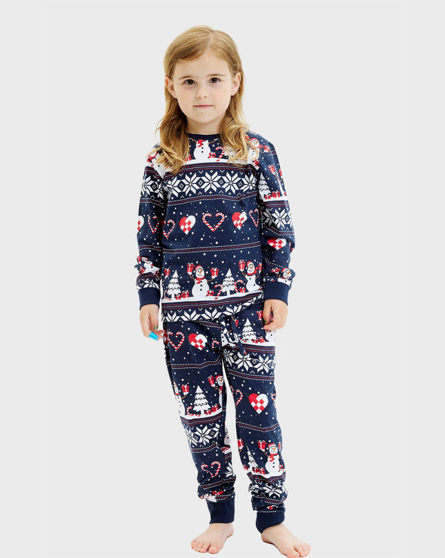 Navy Christmas Heart Pajamas for Kids
