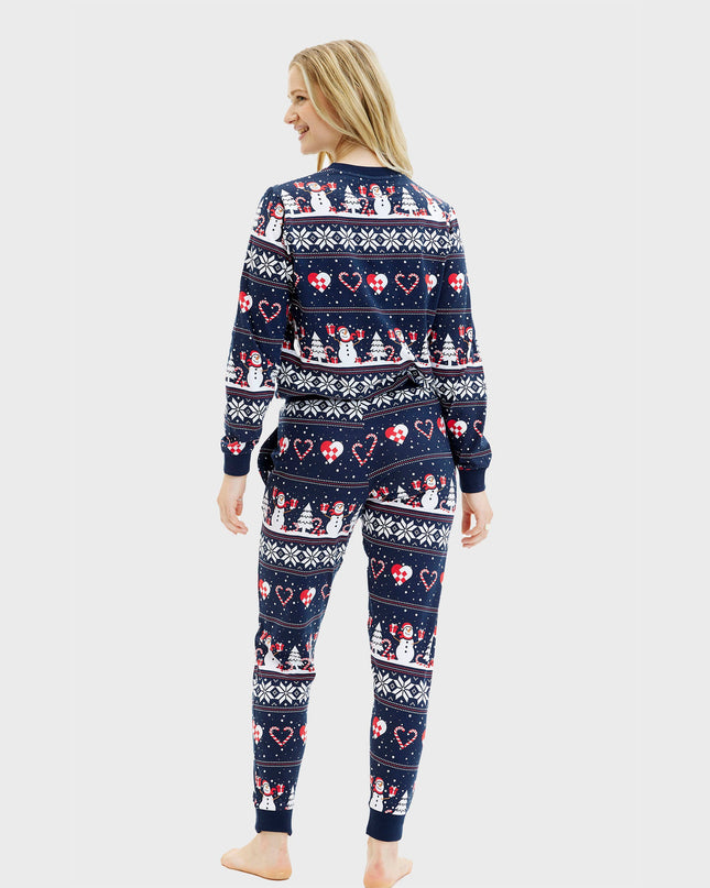 Navy Christmas Heart Pajamas for Women