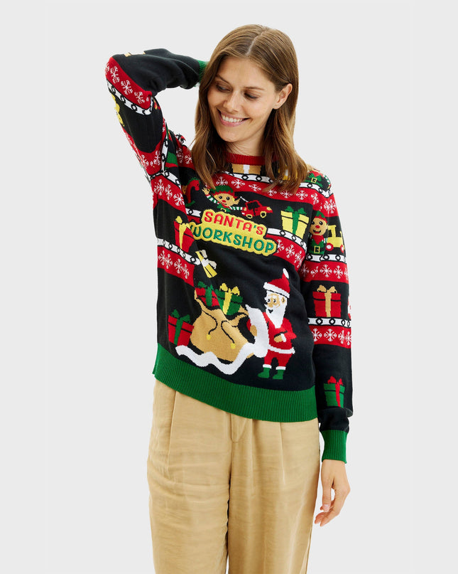 Santa's Workshop Sweater for Women - Double-Sided Design