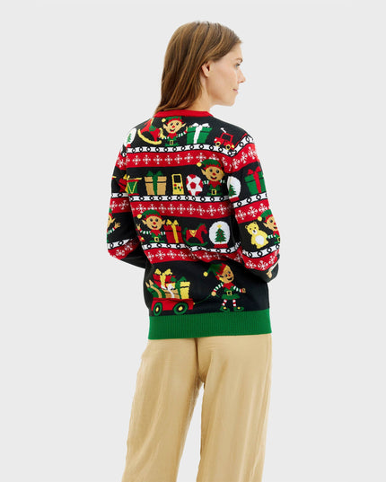 Santa's Workshop Sweater for Women - Two-Sided Christmas Design