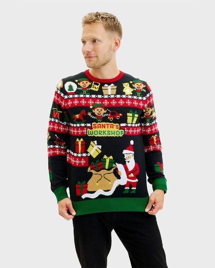 Santa's Workshop Sweater for Men - Double-Sided Design