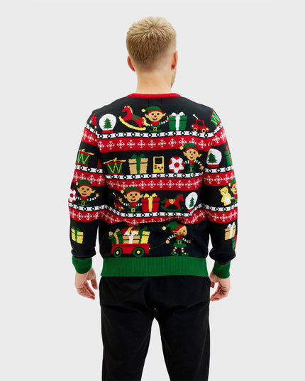 Santa's Workshop Sweater for Men - Two-Sided Christmas Design