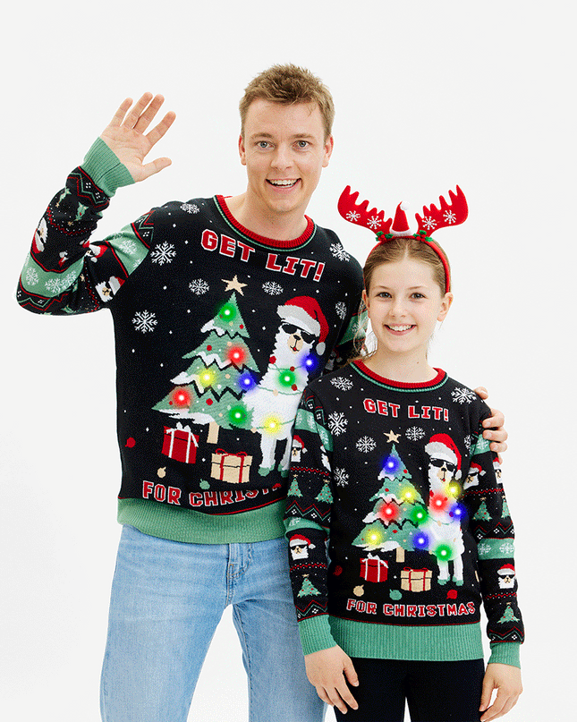 Get Lit Llama Christmas Sweater - Women