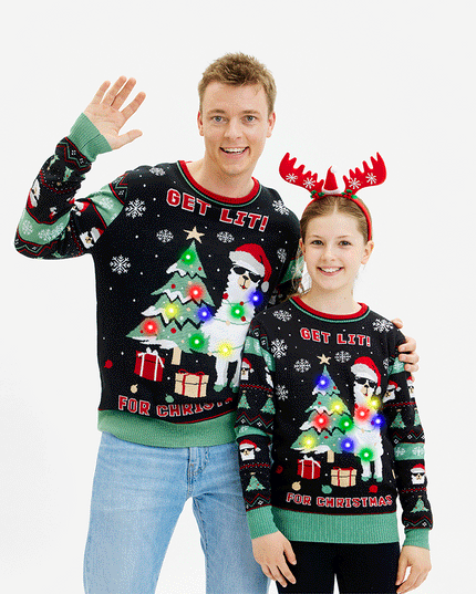 Get Lit Llama Christmas Sweater for Kids