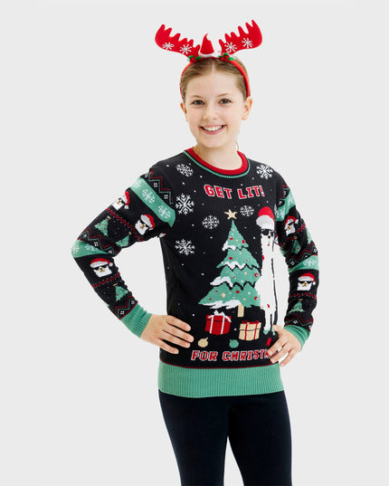 Get Lit Llama Christmas Sweater for Kids