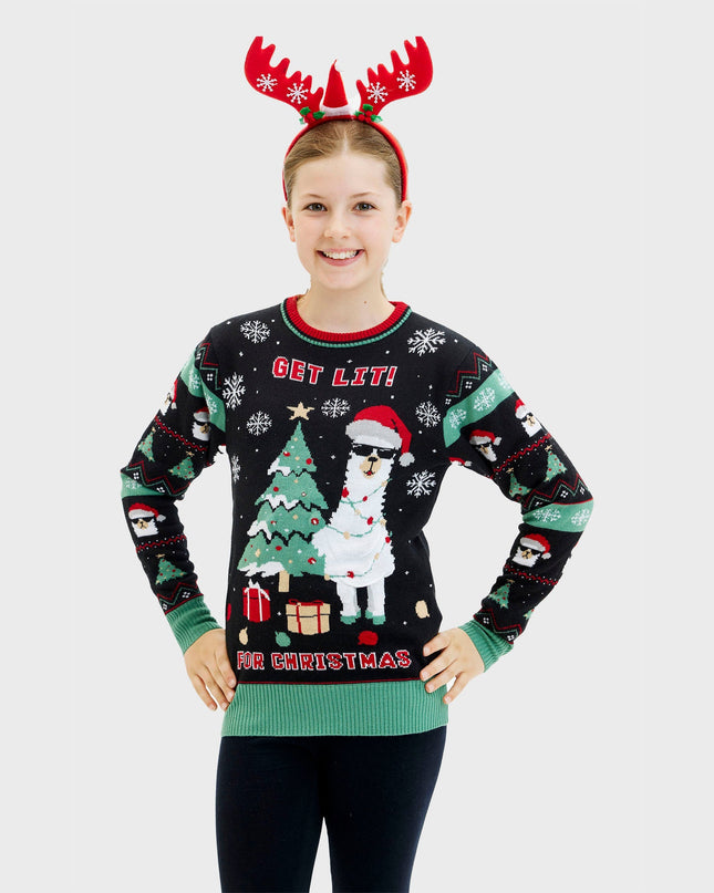Get Lit Llama Christmas Sweater for Kids
