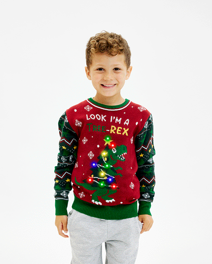 Tree-REX Kids Christmas Sweater for Festive Fun