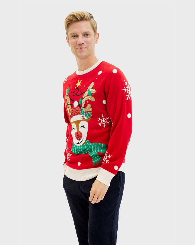 Cute Reindeer Christmas Sweater for Men - Family Style