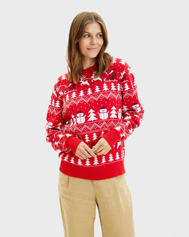 Stylish Red Christmas Sweater - Women