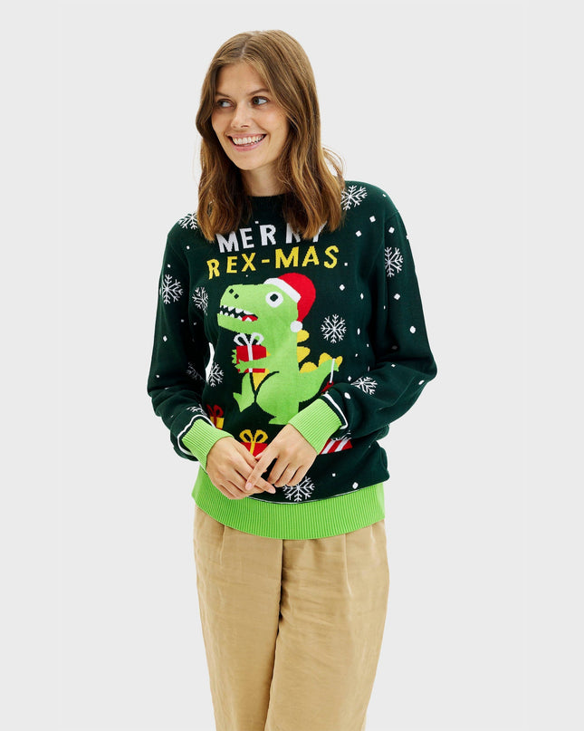 Cute Dino Christmas Sweater - Women