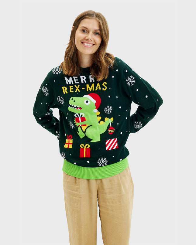Cute Dino Christmas Sweater - Women