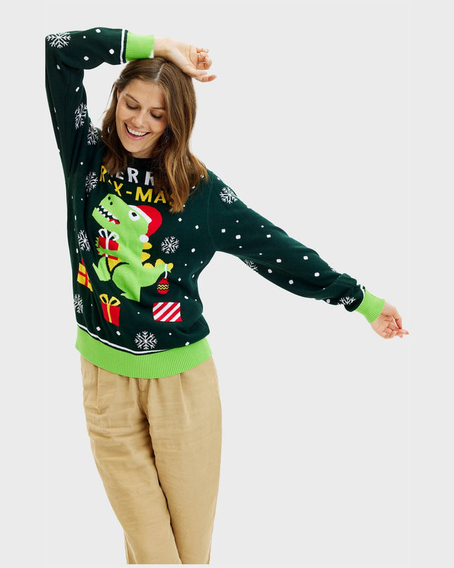 Cute Dino Christmas Sweater - Women