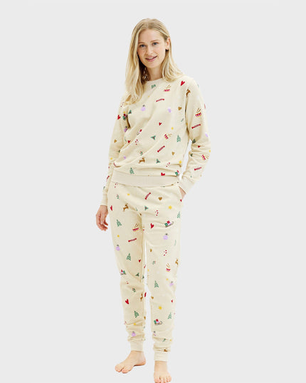Beige Jule Sweatset til Kvinder