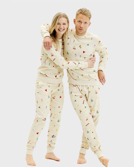 Beige Christmas Sweatset for Men - Family Collection