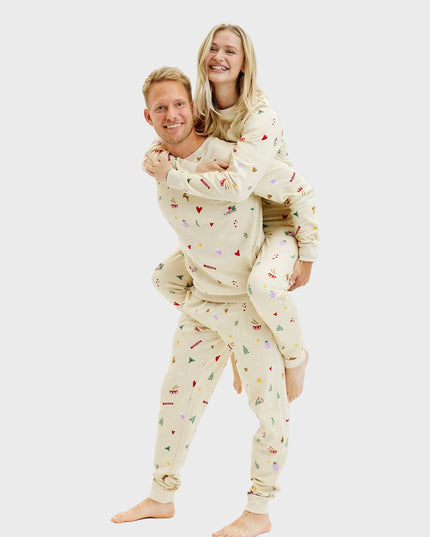 Beige Christmas Sweatset for Men - Family Collection